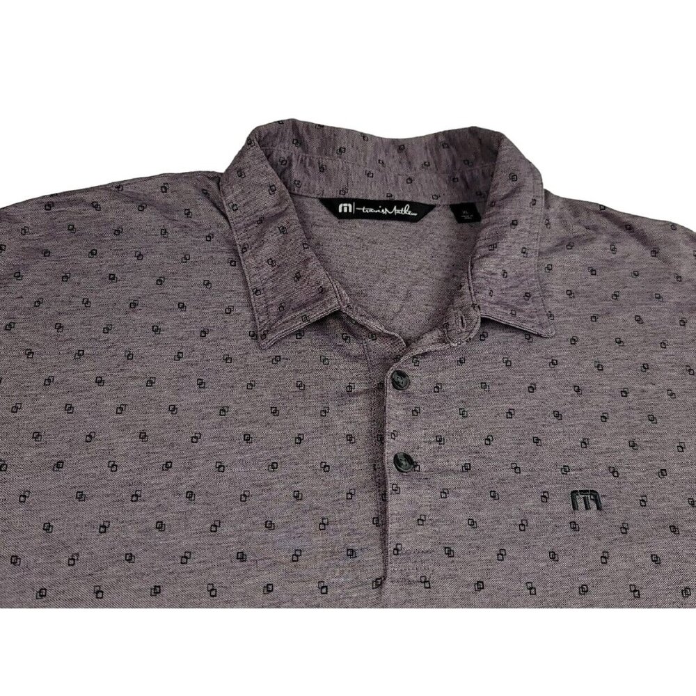 Travis Mathew Mens XL Shirt Polo Golf Purple Geometric‎ Lightweight Breathable